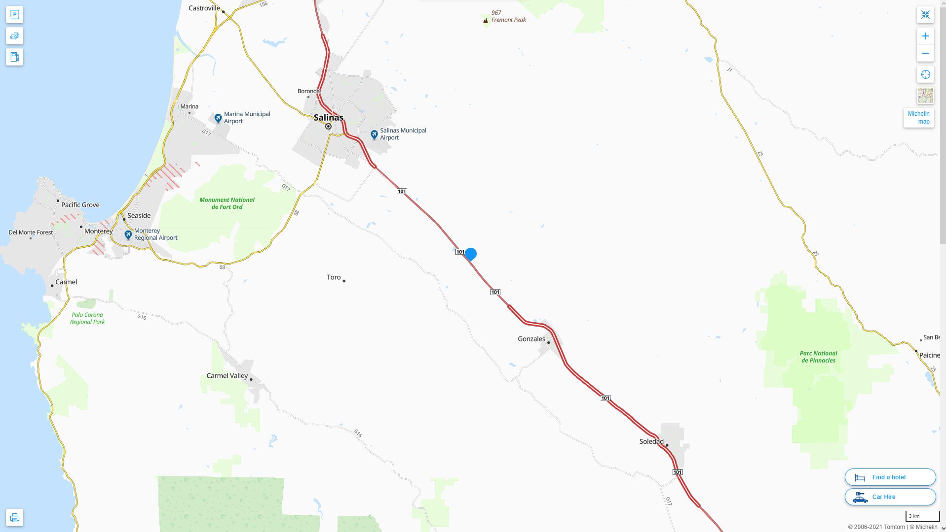 Chualar California Highway and Road Map